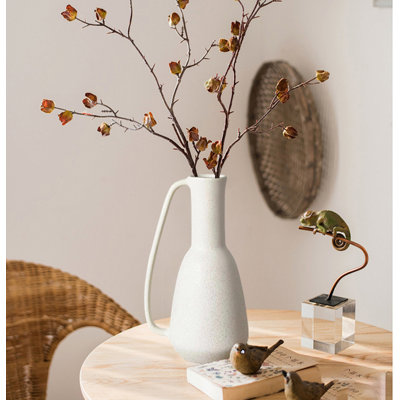 Vase en céramique avec poignée, vase décoratif, vase à fleurs