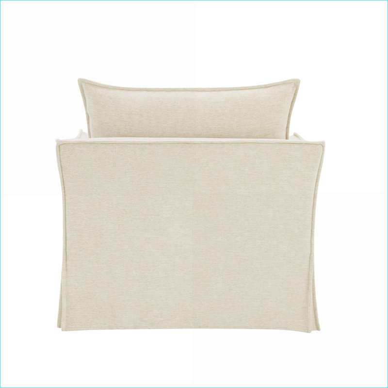 Chaise d'appoint en lin Shane beige avec 2 coussins décoratifs, siège simple rembourré pour adultes, chambre à coucher