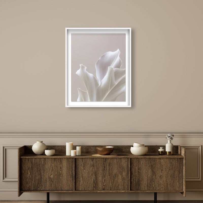 Silk Foliage I Shadowbox Abstract Print by Oliver Gal, Black Frame, 16 x 20, 31.5"H x 37.5"W, White Shadowbox