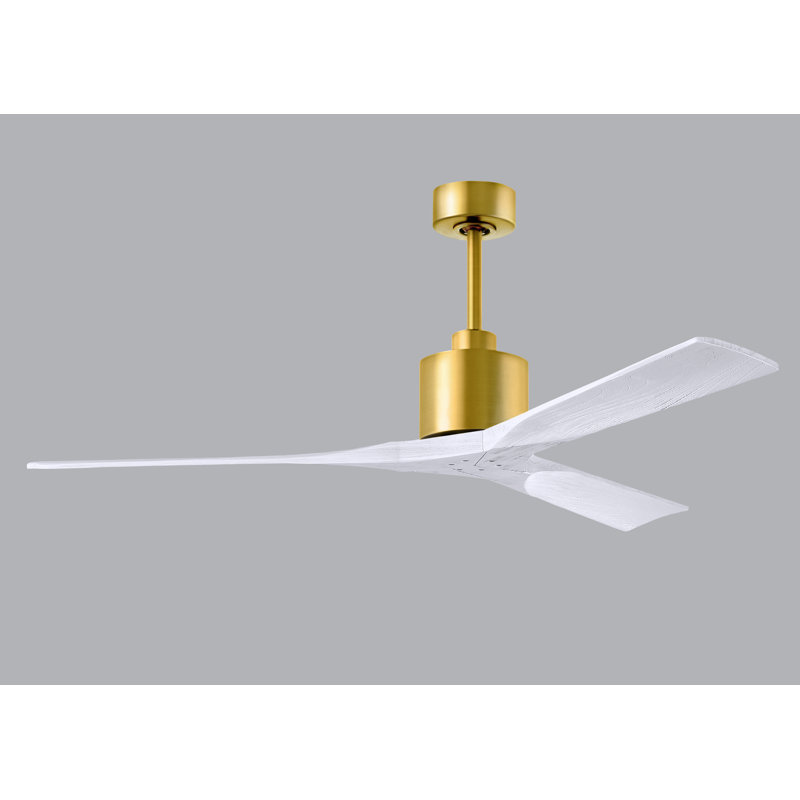 Nan Ceiling Fan In Textured Blades, Brushed Brass, Matte White, 60"