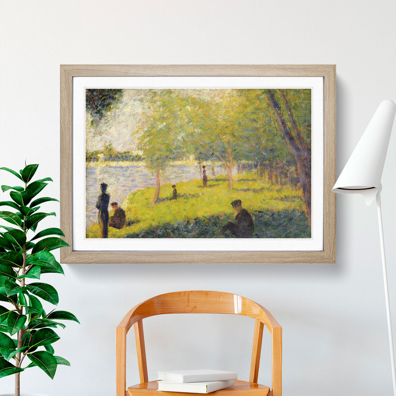 Study for La Grande Jatte Vol.2 by Georges Seurat - Framed Print, Oak Framed, 36cm H x 48cm W x 2cm D
