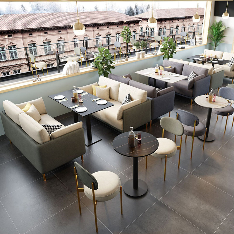 Banc rembourré Casual Cafe, Bleu / gris foncé