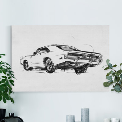« Classic car sketch I », reproduction sur toile tendue