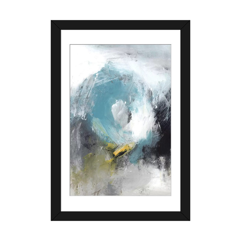 « aquamarine ii », impression sur toile, H 32 po x l 24 po x P 1 po, Papier d'art encadré noir, Blanc