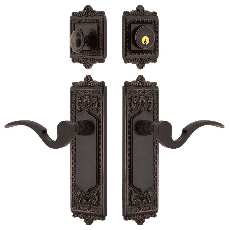 Nostalgic Warehouse Egg & Dart Entry Set with Manor Lever, Timeless Bronze, 2.375