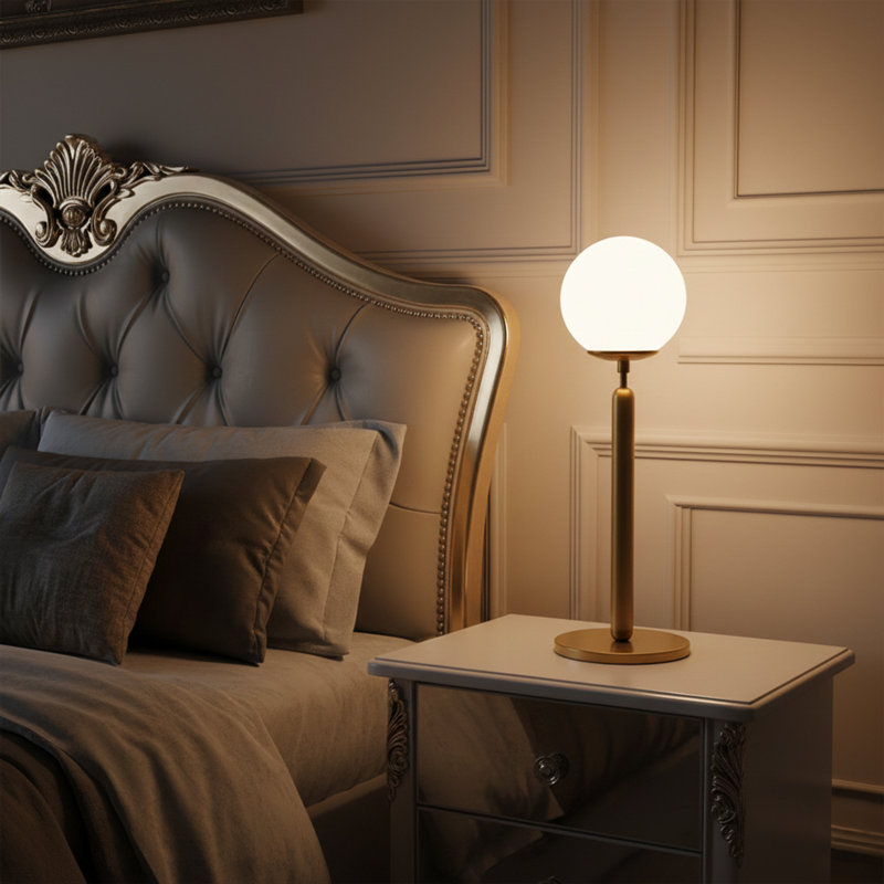 Lampe de table moderne 21 po avec tige en métal Aurelia, Doré, Blanc