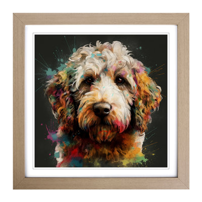Labradoodle Conceptual Art - Single Picture Frame Print on Wood