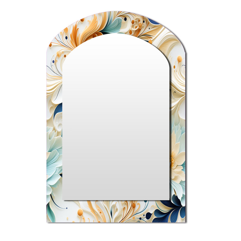 Ethereal Whispers Paisley Pattern - Paisley Asymmetrical Decorative Wall Mirror, Glam Arch Mirror, Printed Metal Art
