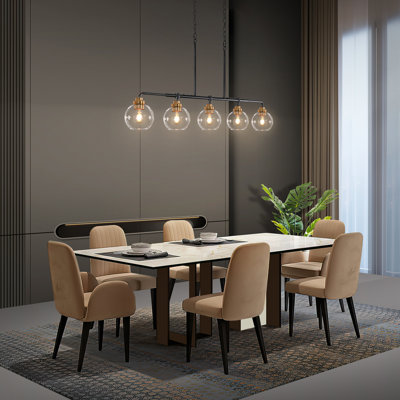 5 - Light Dimmable Bubble Sputnik Modern Globe Linear Chandelier Clear Glass Chandeliers