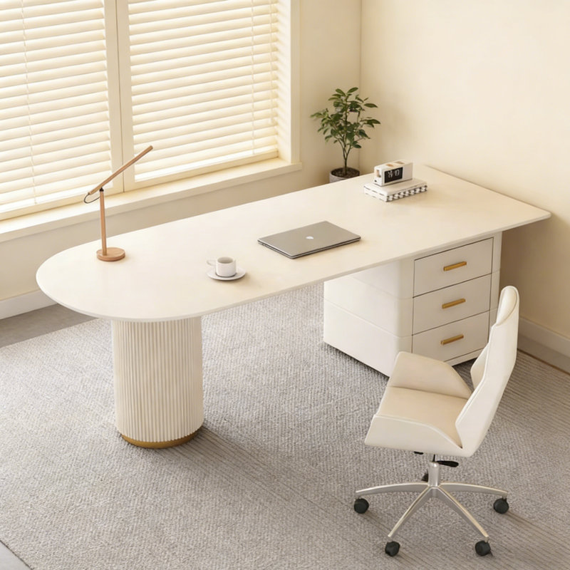 Bureau moderne en pierre frittée de style moderne, H 29,53 po x l 70,87 po x P 27,56 po