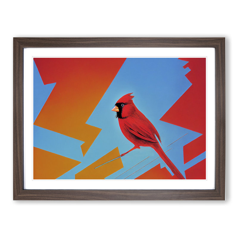 Cardinal Bird Vol.3 - Single Picture Frame Print, 46cm H x 64cm W x 2cm D, Walnut Framed