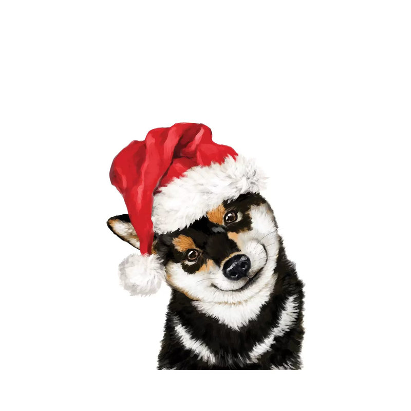 Christmas Black Shiba Inu by Big Nose Work - Wrapped Canvas Print, 66.04 cm H x 45.72 cm W x 1.91 cm D