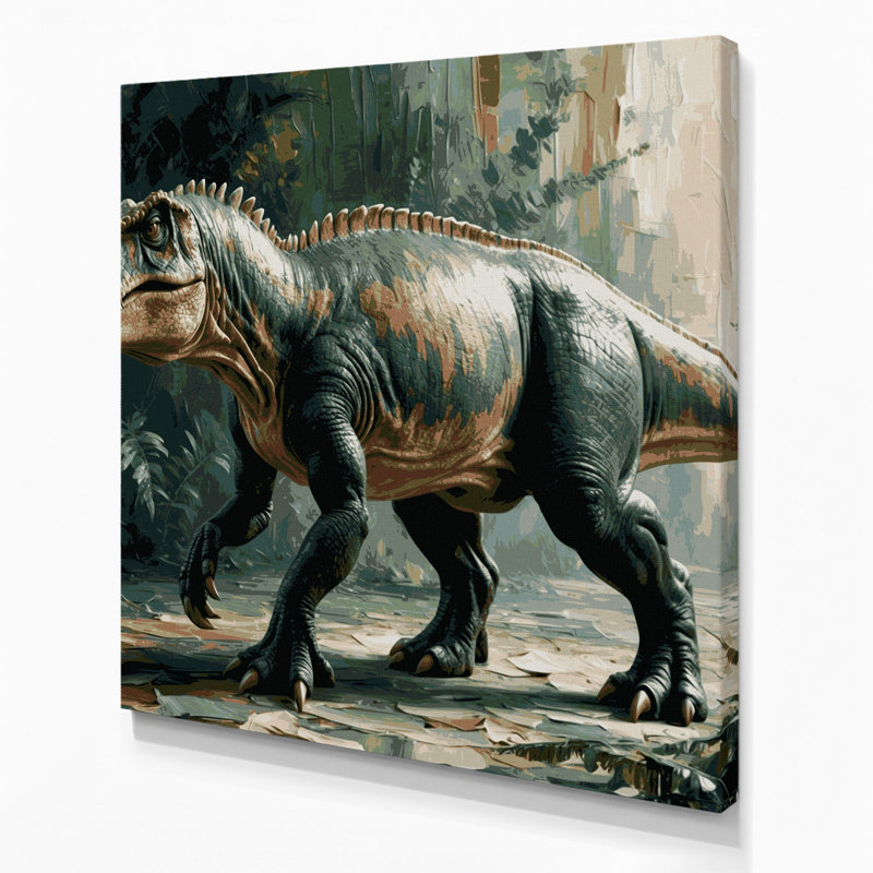 «Dinosaur Iguanodon», art mural sur toile grise, H 12 po x l 12 po