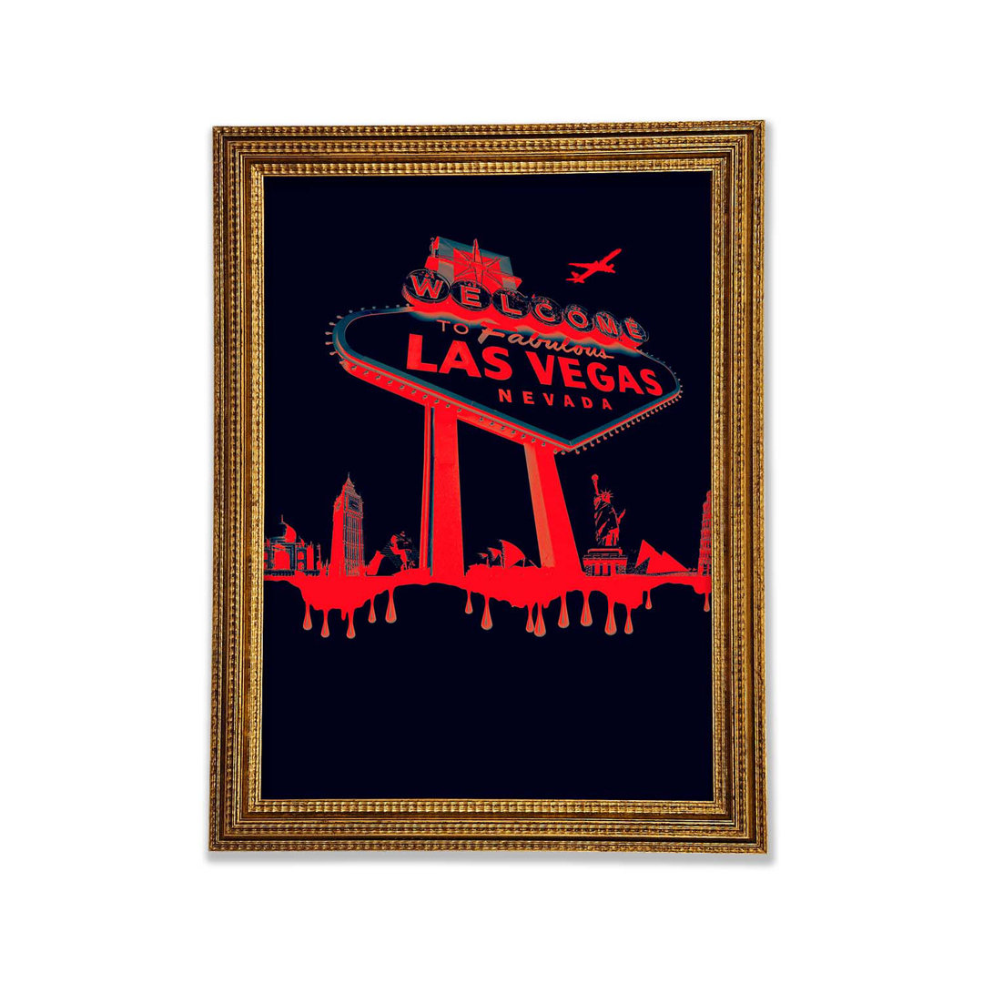 Las Vegas Schild Rot Schwarz - Druck