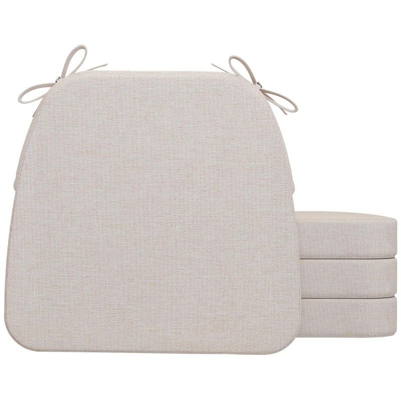17" x 16" x 2" Indoor D-shaped Kitchen Dining Chair Seat Cushion, Ivory, 4
