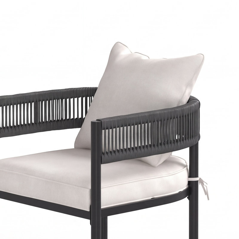 Chaise d'extérieur en osier avec coussins, Blanc