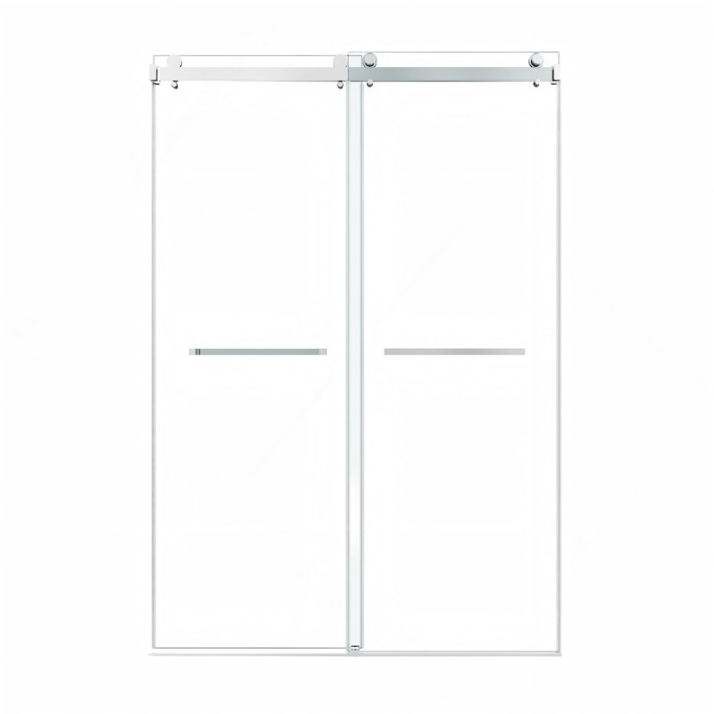 48 po x 48 po, porte de douche coulissante double sans cadre, porte de douche double, verre trempé de 3/8 po (10 mm), acier inoxydable
