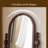 American-Style Vintage Walnut Wood Frame Arched Full-Length Mirror