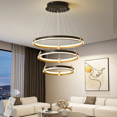 3 Rings Acrylic LED Tiered Chandelier,Dimmable Modern Pendant Light for Kitchen Living Room Bedroom