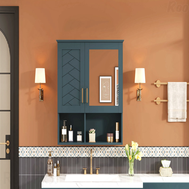 Armoire de toilette 2 en 1, armoire à pharmacie murale de 30 pouces avec tablettes réglables et portes à fermeture en douceur, miroir haute définition avec rangement pour meuble-lavabo de salle de bain