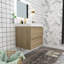 Meuble-lavabo simple avec plateau en résine Teriann-101831965