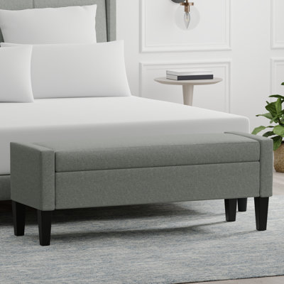 52" Upholstered Storage Bench With Truncated Arms