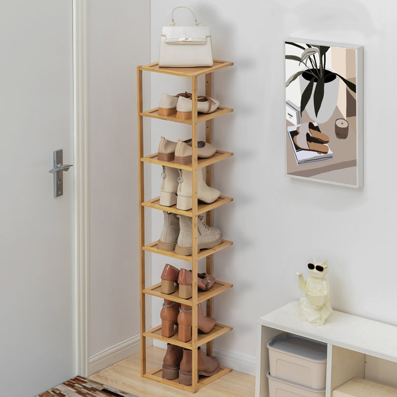 8 Tiers Corner Bamboo Shoe Rack