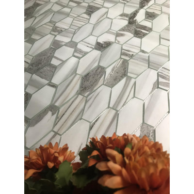 Art Deco Urban Corteccia Elongated Hexagon 2" x 3" Glass Mosaic Tile