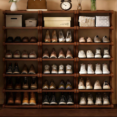 Range-chaussures en bambou, range-chaussures vertical pour petits espaces, tour à chaussures étroite, grande tablette à chaussures avec tablettes amovibles, tablette de rangement flexible (brun)
