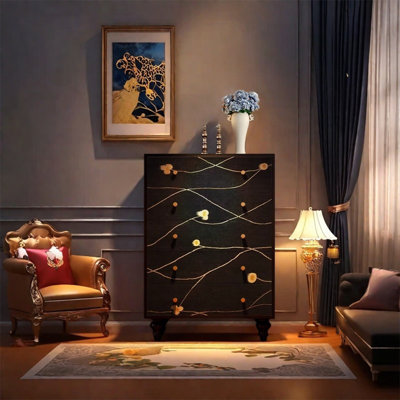 Armoire de rangement en bois de pin avec poignées en métal