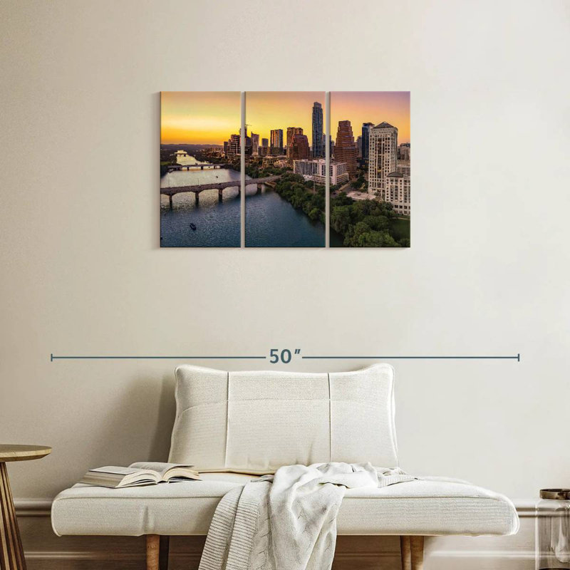 Skyline de Sirci Austin au crépuscule, H 20 po x l 33 po