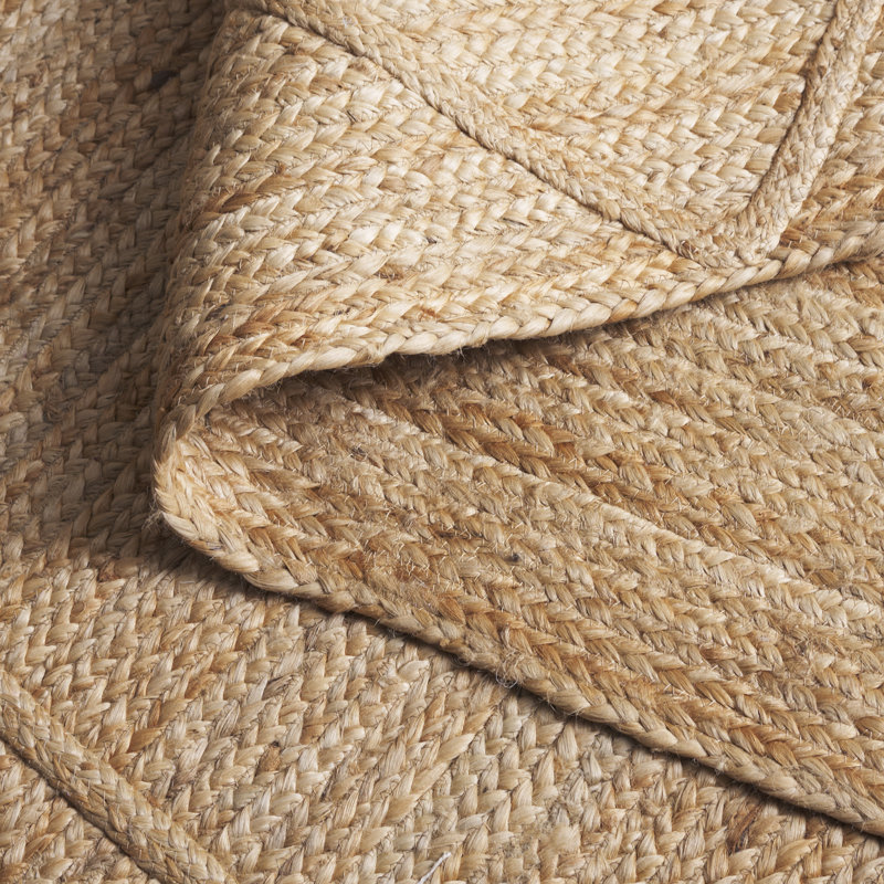 Natural Fiber Handloom Jute Geometric Rug, Rectangle 5' x 8'