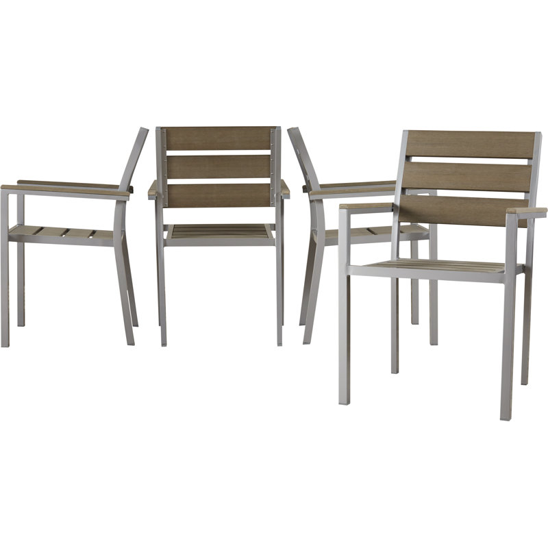 Chaise de patio empilable Adlan, Gris caillou doux