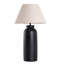  Lampe de table moderne en céramique de 28 po avec base fuselée noire et abat-jour en lin naturel, idéale pour les tables de chevet de chambre à coucher, les tables de bout de salon ou les bureaux d'étude-452260906