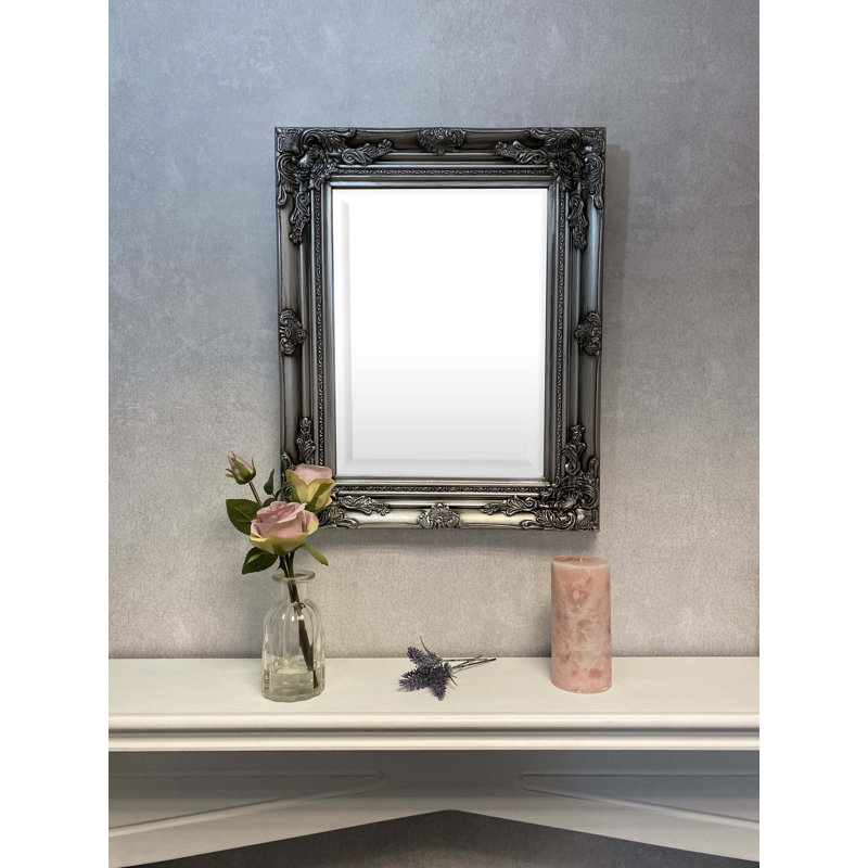 Jiminez Lightweight Hardwood Rectangle Mirror, Antique Silver