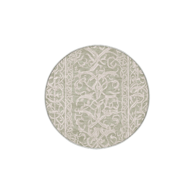 Machine Washable Beige Area Rug, Round 4'