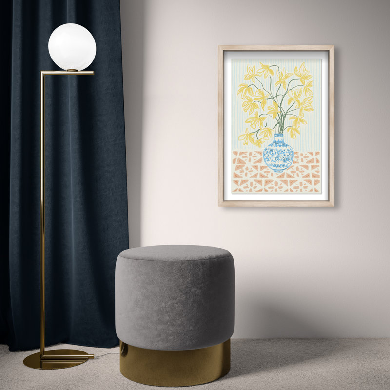 Yellow Iris Summer Print by Oliver Gal, 31.5"H x 21.5"W, Natural Oak Shadowbox