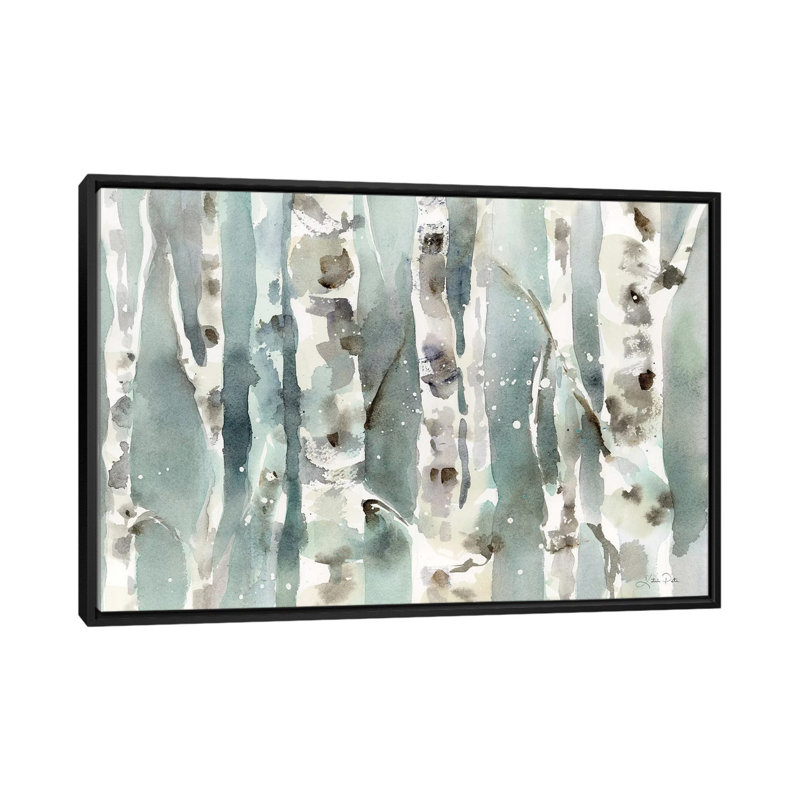 Winter Birches - Reproduction d'art murale - Toile encadrée, H 40 po x l 60 po, Noir