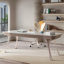 Bureau blanc rectangulaire en bois manufacturé avec 2 tiroirs-109948372