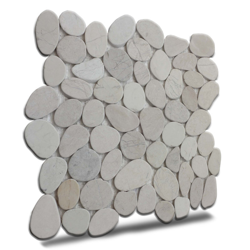 Carreau de mosaïque pour mur et plancher en pierre naturelle Hawaii 12 "x 12", Blanc