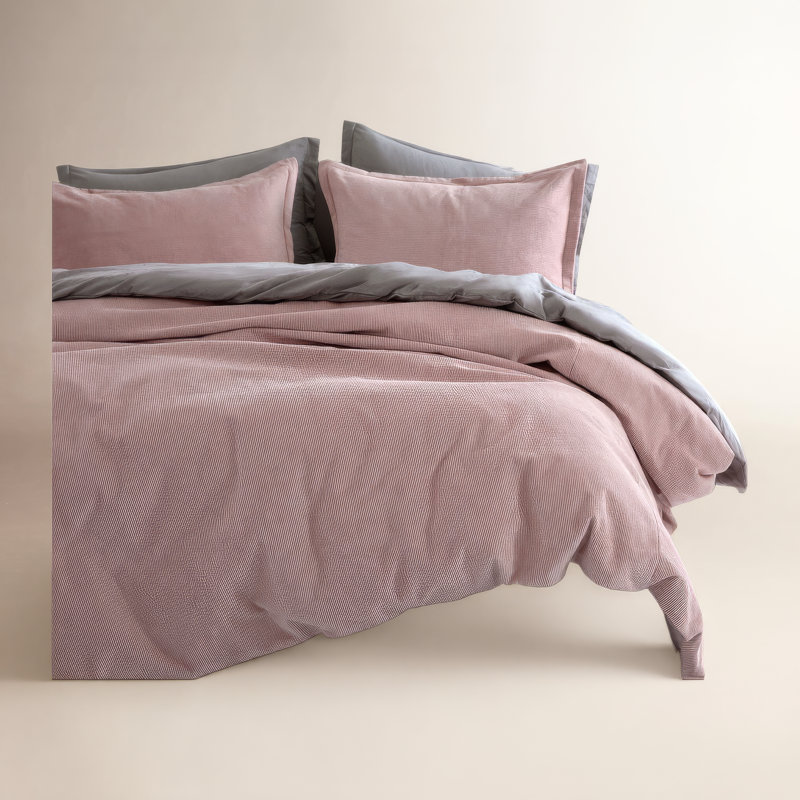 Ensemble de housse de couette Neil, Housse de couette très grand et 2 taies d'oreille, Rougir