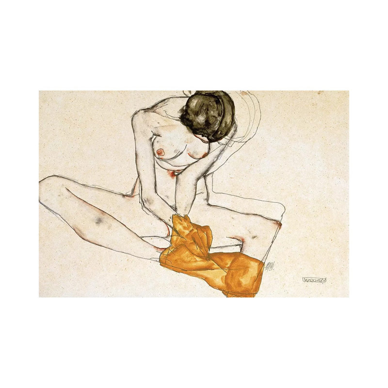 Female Nude, 1901-1918 by Egon Schiele - Wrapped Canvas Painting, 30.48 cm H x 45.72 cm W