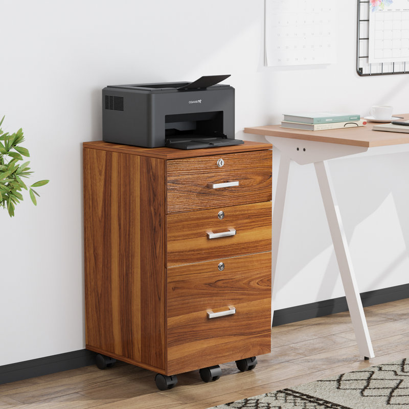 Marfriede 15.75'' Wide 3 -Drawer Mobile File Cabinet, Walnut