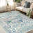 8X10 Machine Washable Non-Slip Vintage Retro Area Rug - Low Pile Lightweight Mat For Living Room, Bedroom, Dining Room, Indoor Home Office, Dormitory - Carpet Room Decor, Green-993641491