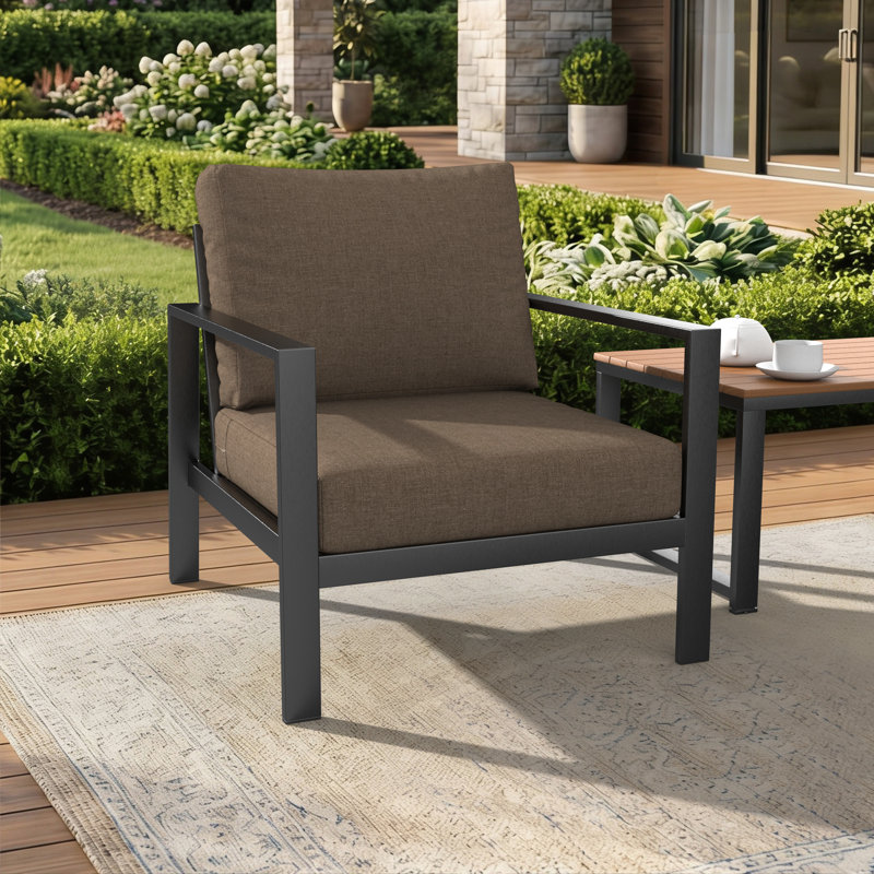 Amala Outdoor Sunbrella Seat/Back Cushion, Sunbrella® Play Mushroom, 25" W x 25.5" D
