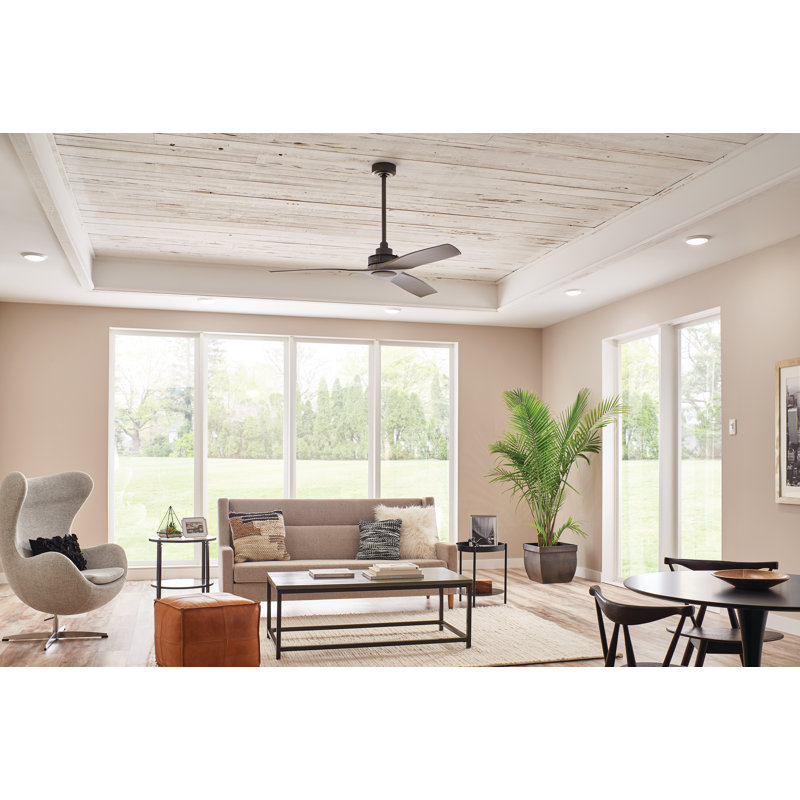 Ventilateur de plafond à 3 pales 56 po avec commande murale Lowa Park, Fer enclume