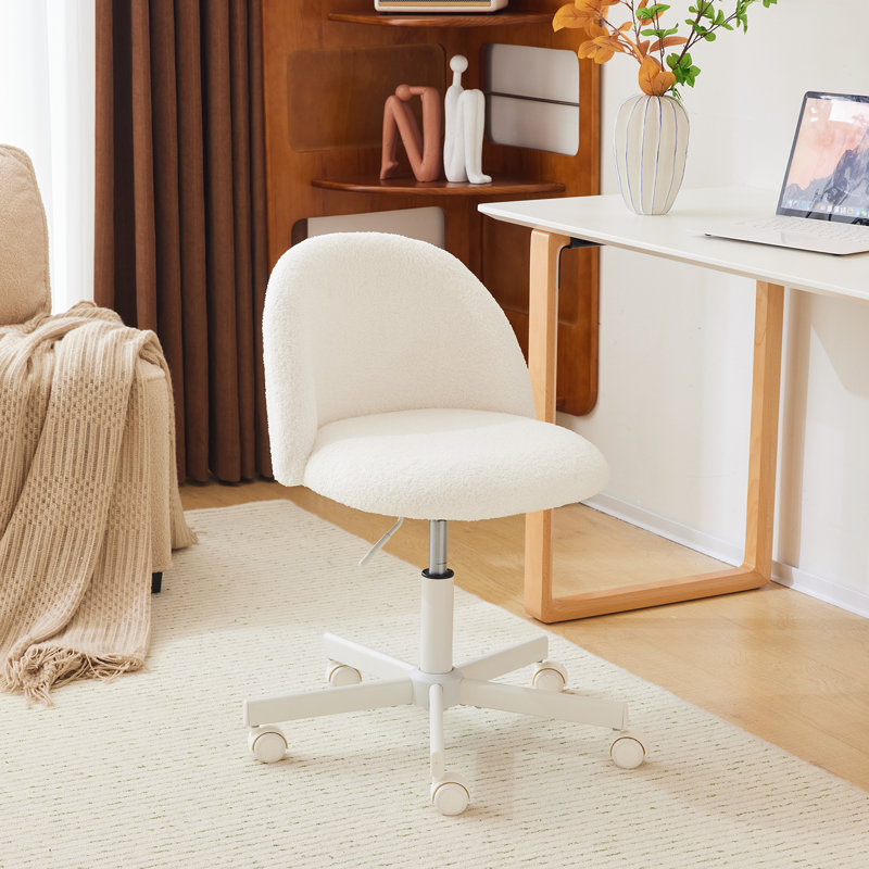 Faux Fur Task Chair, White 