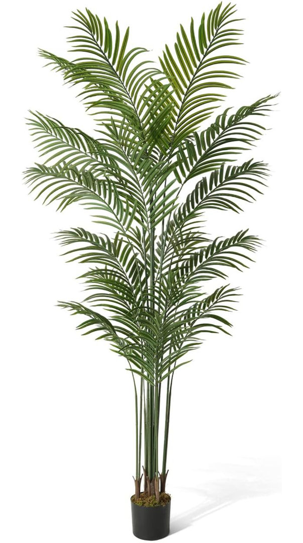 Roni Artificial Palm Tree, Faux Dypsis Lutescens Plant in Pot with Dried Moss, 5 / 6 / 7 Feet Birch Lane™ 