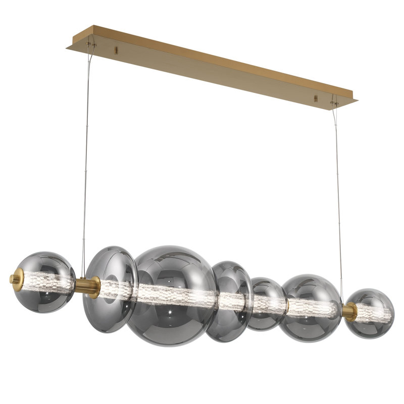 Lustre 1 lumière avec verre Atomo, Fumé, Doré
