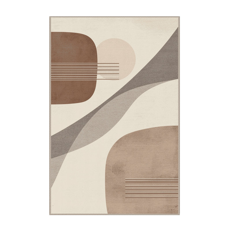 Tapis scandinave beige lavable à la machine Pahola, 7 x 9